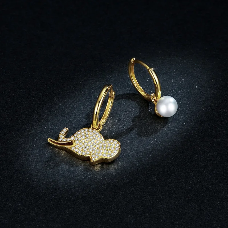 (imagine pentru) Pandora Style Elephant Hoop Earrings - BSE371 - Vizualizare 5