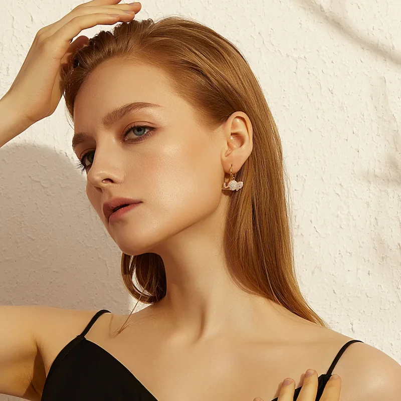 (imagine pentru) Pandora Style Elephant Hoop Earrings - BSE371 - Vizualizare 7
