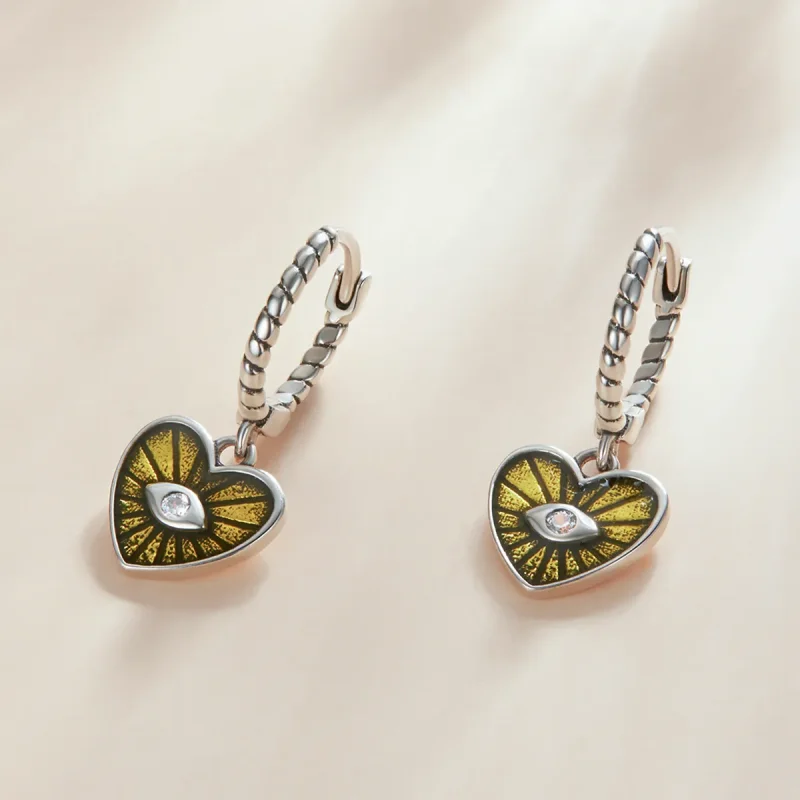 (imagine pentru) Pandora Style Love Devil Eyes - Cercei cu cerc galben lamaie - SCE1270-YE - Vizualizare 5