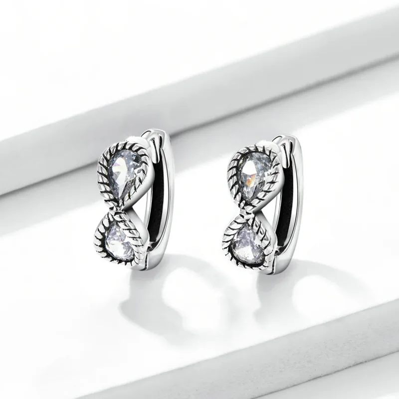 (imagine pentru) Pandora Style Minimalistic Infinity Symbol Hoop Earrings - BSE538 - Vizualizare 2