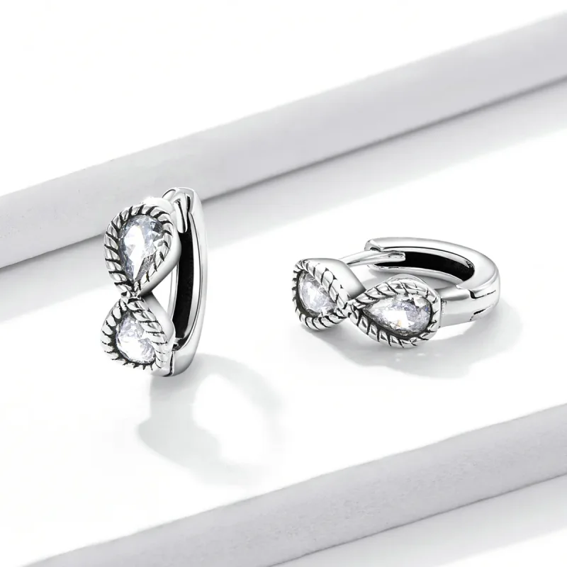 (imagine pentru) Pandora Style Minimalistic Infinity Symbol Hoop Earrings - BSE538 - Vizualizare 3
