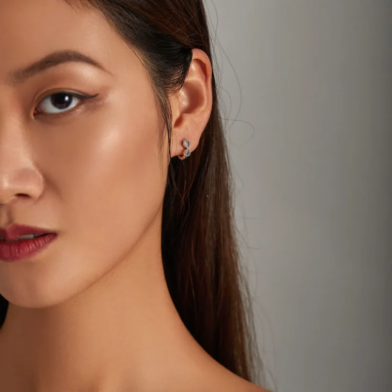 (imagine pentru) Pandora Style Minimalistic Infinity Symbol Hoop Earrings - BSE538 - Vizualizare 6