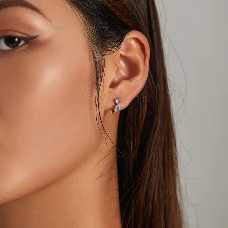 (imagine pentru) Pandora Style Minimalistic Infinity Symbol Hoop Earrings - BSE538 - Vizualizare 7