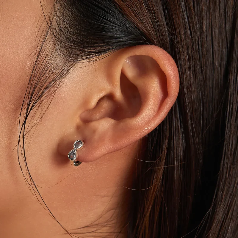 (imagine pentru) Pandora Style Minimalistic Infinity Symbol Hoop Earrings - BSE538 - Vizualizare 8
