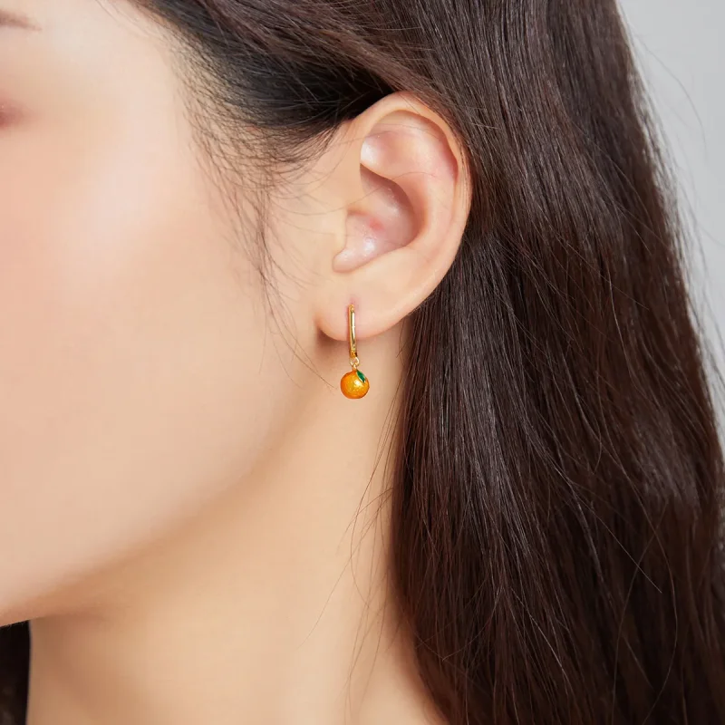 (imagine pentru) Pandora Style Orange Fun Hoop Earrings - SCE1078 - Vizualizare 3