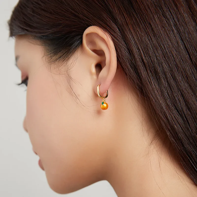 (imagine pentru) Pandora Style Orange Fun Hoop Earrings - SCE1078 - Vizualizare 5