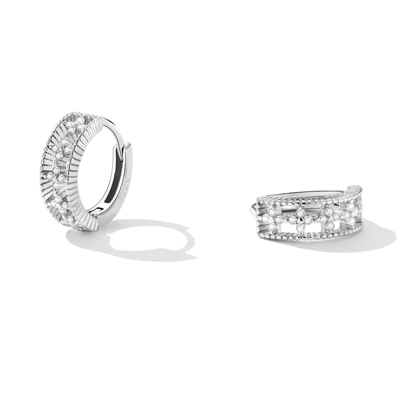 (imagine pentru) Pandora Style Refined Zircon Hoop Earrings - SCE1460 - Vizualizare 2