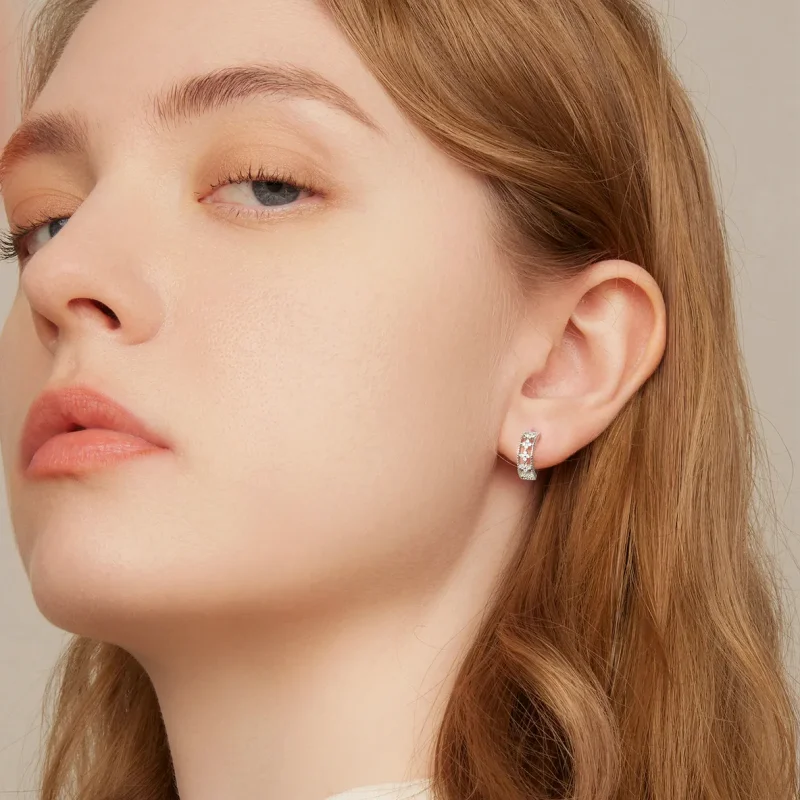(imagine pentru) Pandora Style Refined Zircon Hoop Earrings - SCE1460 - Vizualizare 6