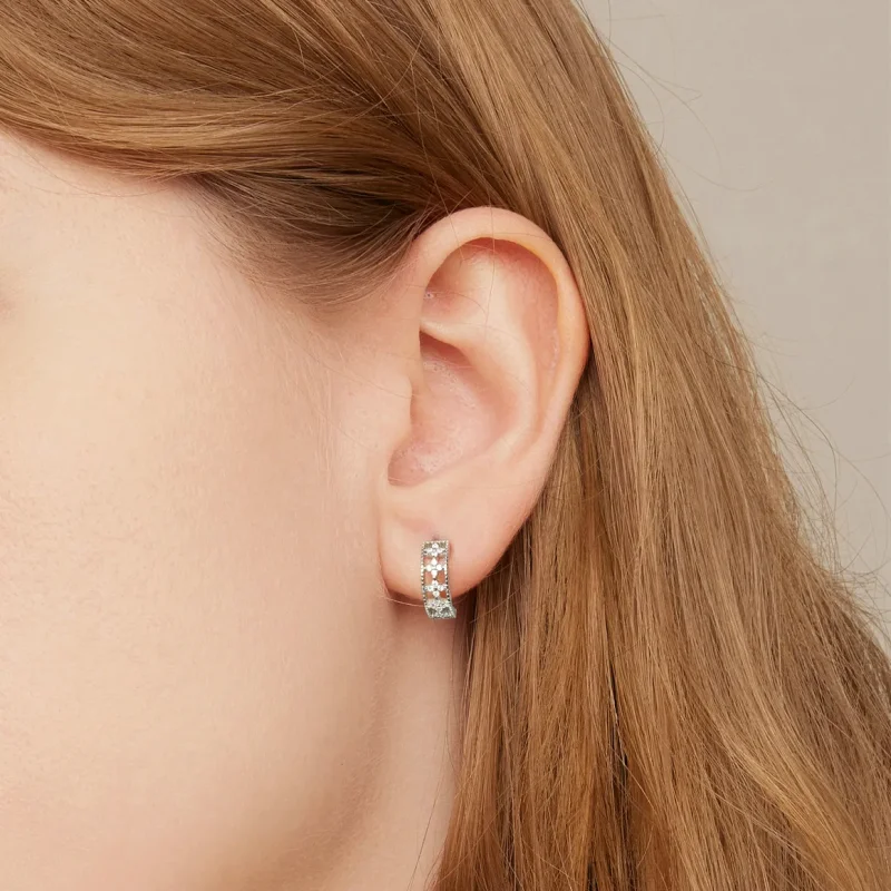 (imagine pentru) Pandora Style Refined Zircon Hoop Earrings - SCE1460 - Vizualizare 7
