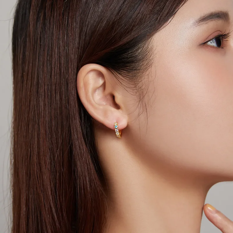 (imagine pentru) Pandora Style Shine Hoop Earrings - SCE1166-B - Vizualizare 4