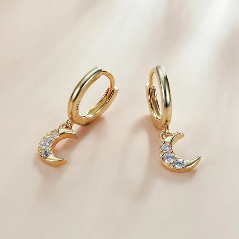 (imagine pentru) Pandora Style Shine The Moon Hoop Earrings - SCE1258 - Vizualizare 2