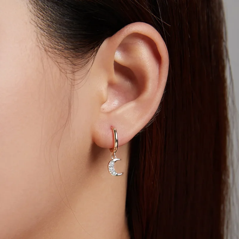 (imagine pentru) Pandora Style Shine The Moon Hoop Earrings - SCE1258 - Vizualizare 5