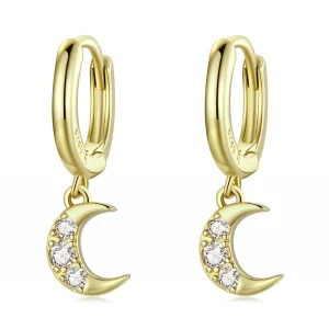 (imagine pentru) Pandora Style Shine The Moon Hoop Earrings - SCE1258