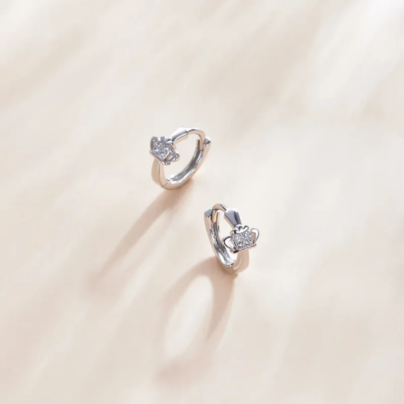 (imagine pentru) Pandora Style Shining Crown Hoop Earrings - SCE1044 - Vizualizare 2