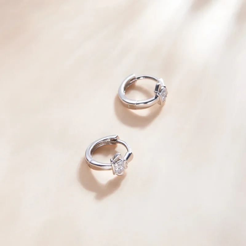 (imagine pentru) Pandora Style Shining Crown Hoop Earrings - SCE1044 - Vizualizare 4