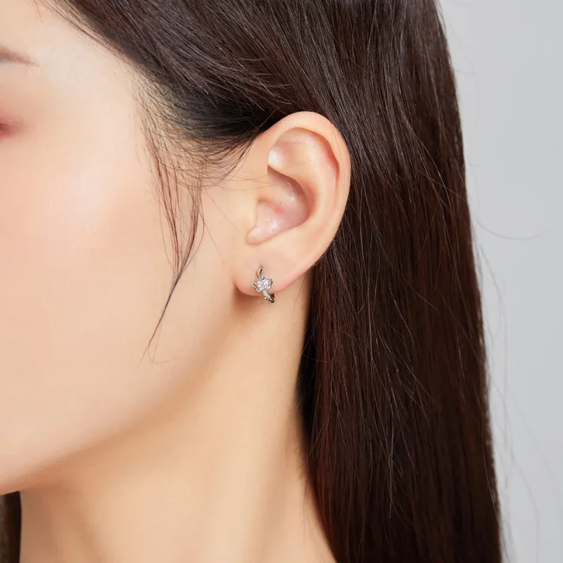 (imagine pentru) Pandora Style Shining Crown Hoop Earrings - SCE1044 - Vizualizare 6