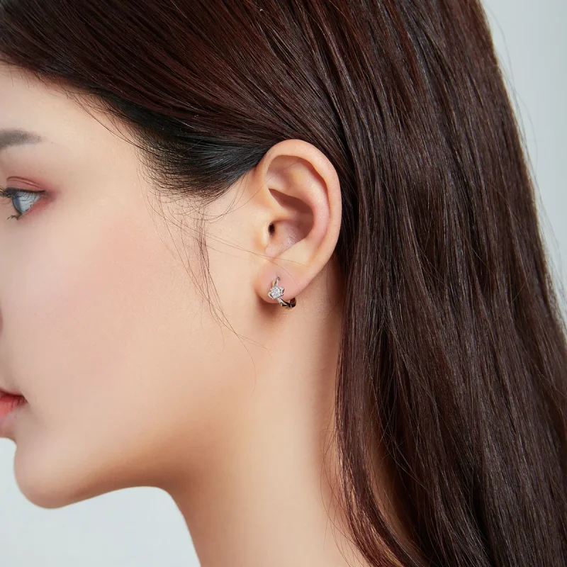 (imagine pentru) Pandora Style Shining Crown Hoop Earrings - SCE1044 - Vizualizare 8