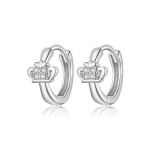 (imagine pentru) Pandora Style Shining Crown Hoop Earrings - SCE1044