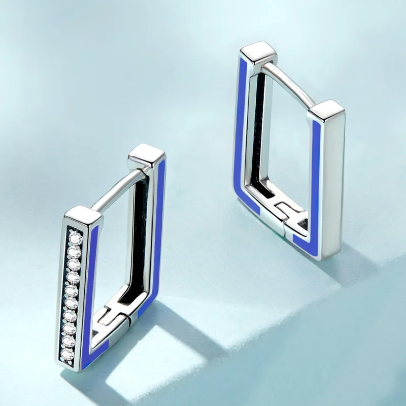(imagine pentru) Pandora Style Simple Square Hoop Earrings - SCE1504 - Vizualizare 3