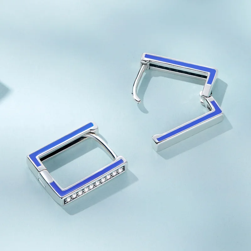 (imagine pentru) Pandora Style Simple Square Hoop Earrings - SCE1504 - Vizualizare 4