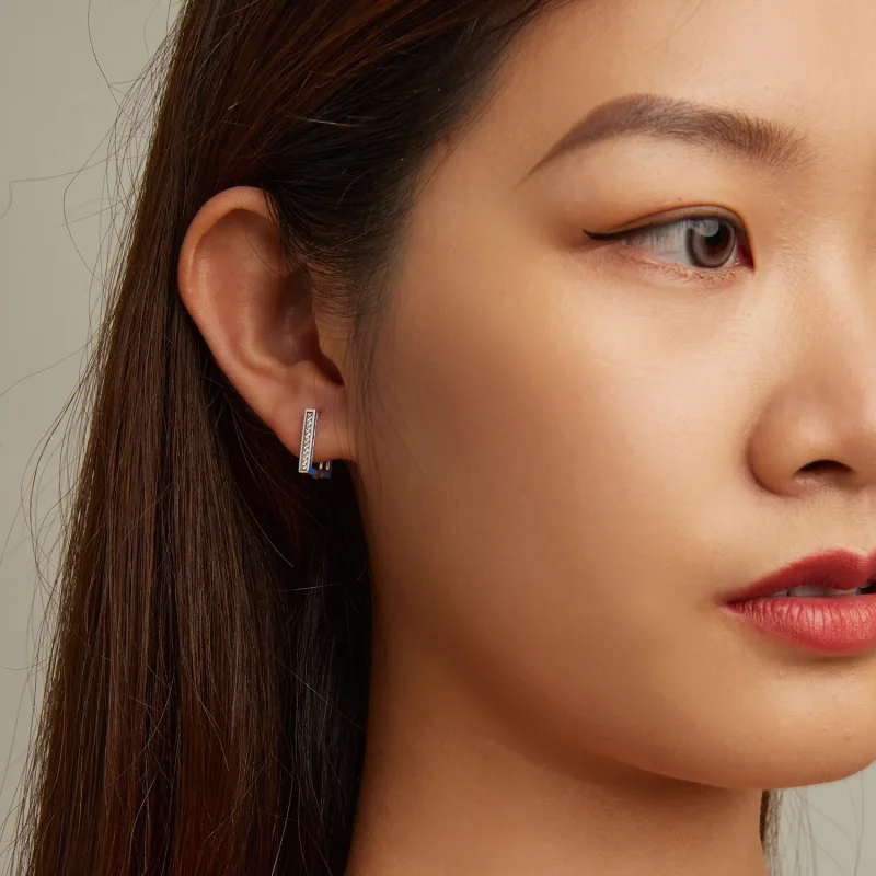 (imagine pentru) Pandora Style Simple Square Hoop Earrings - SCE1504 - Vizualizare 5