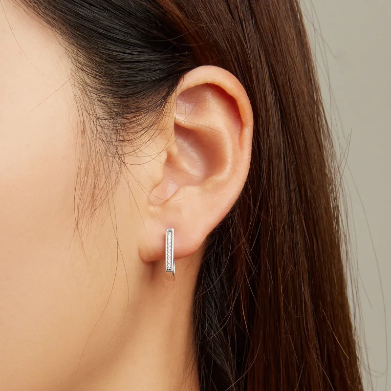(imagine pentru) Pandora Style Simple Square Hoop Earrings - SCE1504 - Vizualizare 6