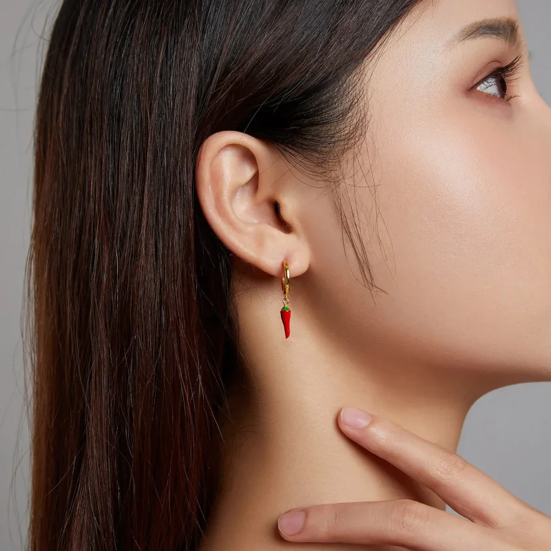 (imagine pentru) Pandora Style Small Pepper Hoop Earrings - SCE1206 - Vizualizare 3