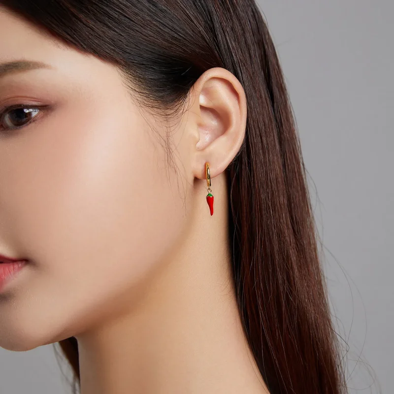 (imagine pentru) Pandora Style Small Pepper Hoop Earrings - SCE1206 - Vizualizare 4