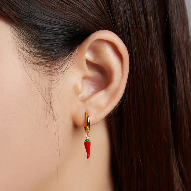 (imagine pentru) Pandora Style Small Pepper Hoop Earrings - SCE1206 - Vizualizare 5