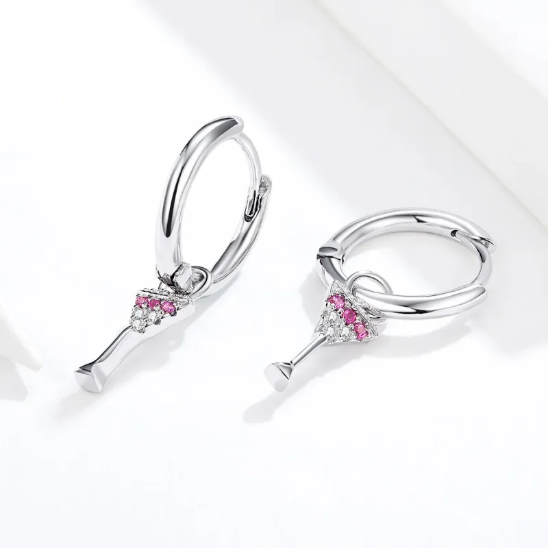 (imagine pentru) Pandora Style Wine Glass Hoop Earrings - SCE742 - Vizualizare 2