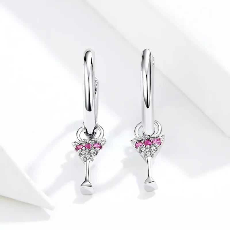 (imagine pentru) Pandora Style Wine Glass Hoop Earrings - SCE742 - Vizualizare 3