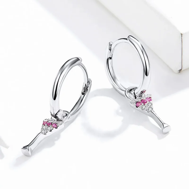 (imagine pentru) Pandora Style Wine Glass Hoop Earrings - SCE742 - Vizualizare 4