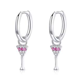 (imagine pentru) Pandora Style Wine Glass Hoop Earrings - SCE742