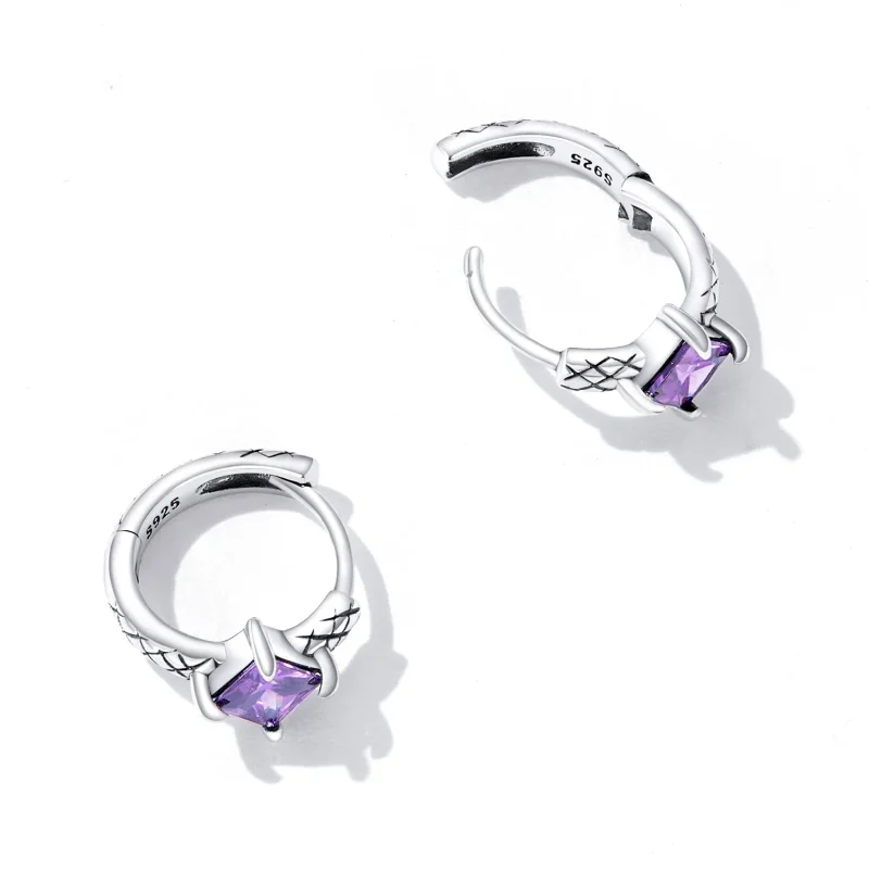(imagine pentru) Stil Pandora, cercei hoop cu model de șarpe și zirconiu - SCE1417 - Vizualizare 3