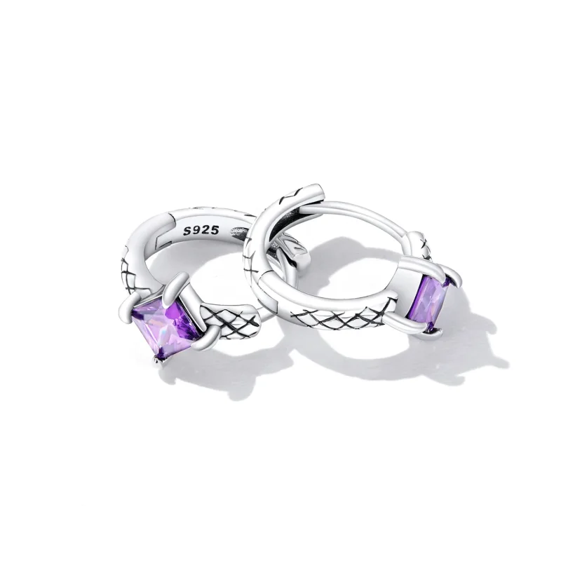 (imagine pentru) Stil Pandora, cercei hoop cu model de șarpe și zirconiu - SCE1417 - Vizualizare 4
