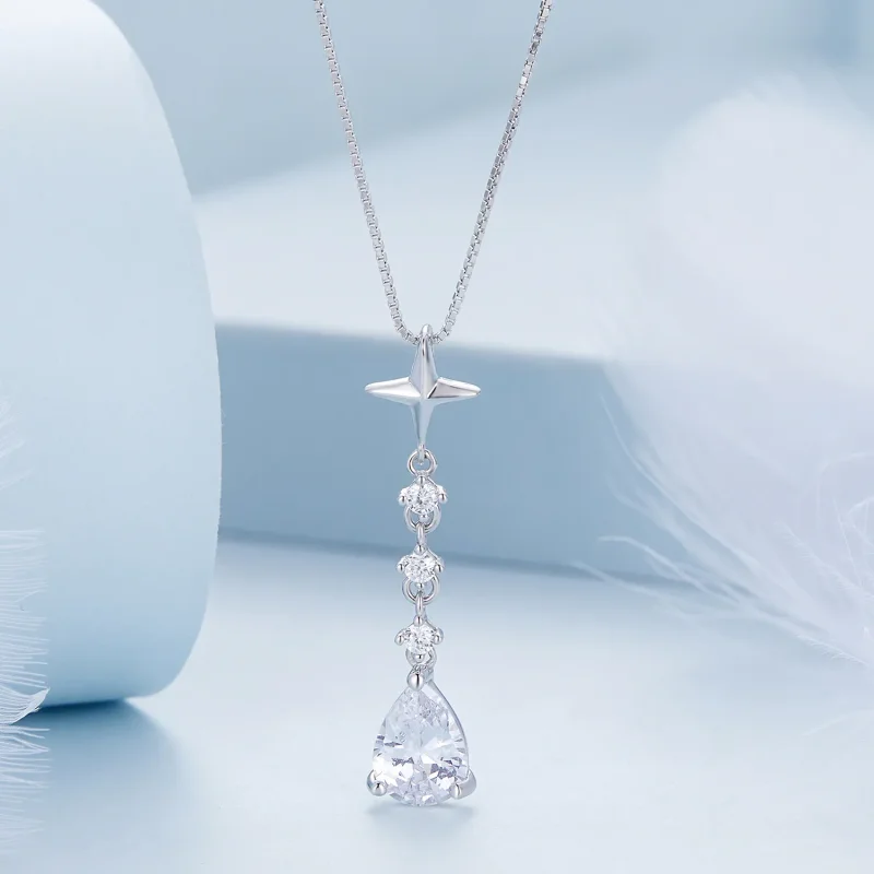 (imagine pentru) Colier cu picături de apă în stil Pandora Starburst - BSN259 - Vizualizare 3