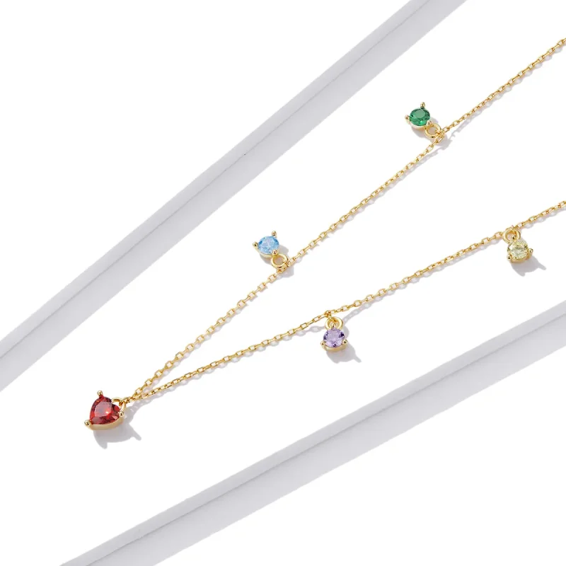 (imagine pentru) Colier cu zirconiu multicolor în stilul Pandora - BSN234 - Vizualizare 2