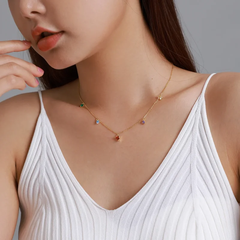 (imagine pentru) Colier cu zirconiu multicolor în stilul Pandora - BSN234 - Vizualizare 7