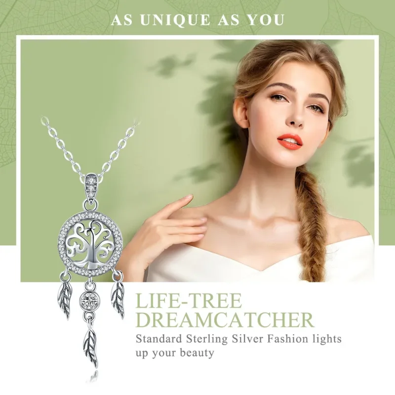 (imagine pentru) Colier Tip Pandora cu Arborele vieții Dreamcatcher din argint - SCN298 - Vizualizare 2