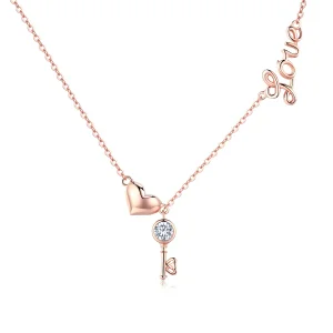 (imagine pentru) Colier Tip Pandora cu Cheia Inimii din aur rose - SCN292