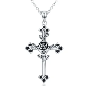 (imagine pentru) Colier Tip Pandora cu Crucea trandafirilor din argint - SCN091