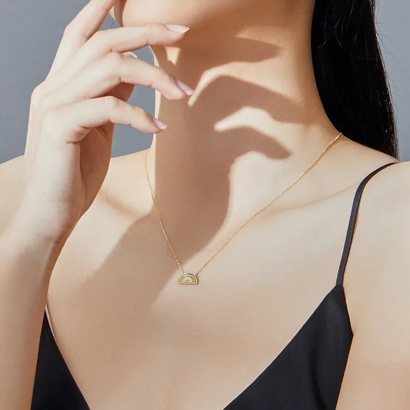 (imagine pentru) Colier Tip Pandora cu Curcubeu placat cu aur de 14 k - SCN378 - Vizualizare 7