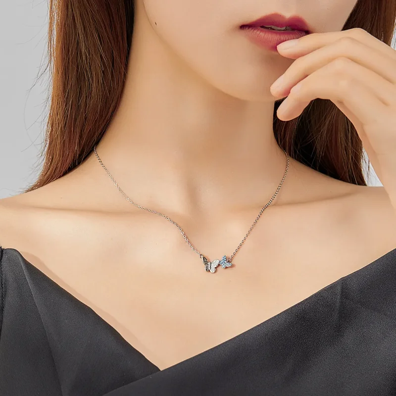 (imagine pentru) Colier Tip Pandora cu Fluture din argint - SCN384 - Vizualizare 6