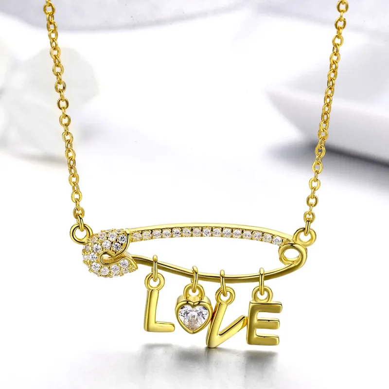 (imagine pentru) Colier Tip Pandora cu Iubeste siguranța placat cu aur de 14 k - SCN324 - Vizualizare 2
