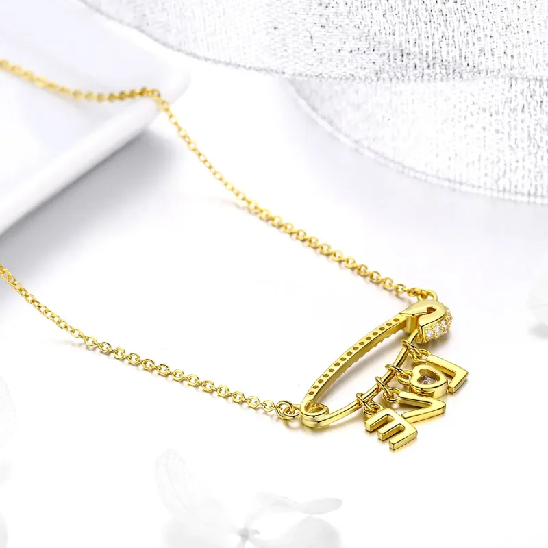 (imagine pentru) Colier Tip Pandora cu Iubeste siguranța placat cu aur de 14 k - SCN324 - Vizualizare 5