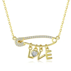 (imagine pentru) Colier Tip Pandora cu Iubeste siguranța placat cu aur de 14 k - SCN324
