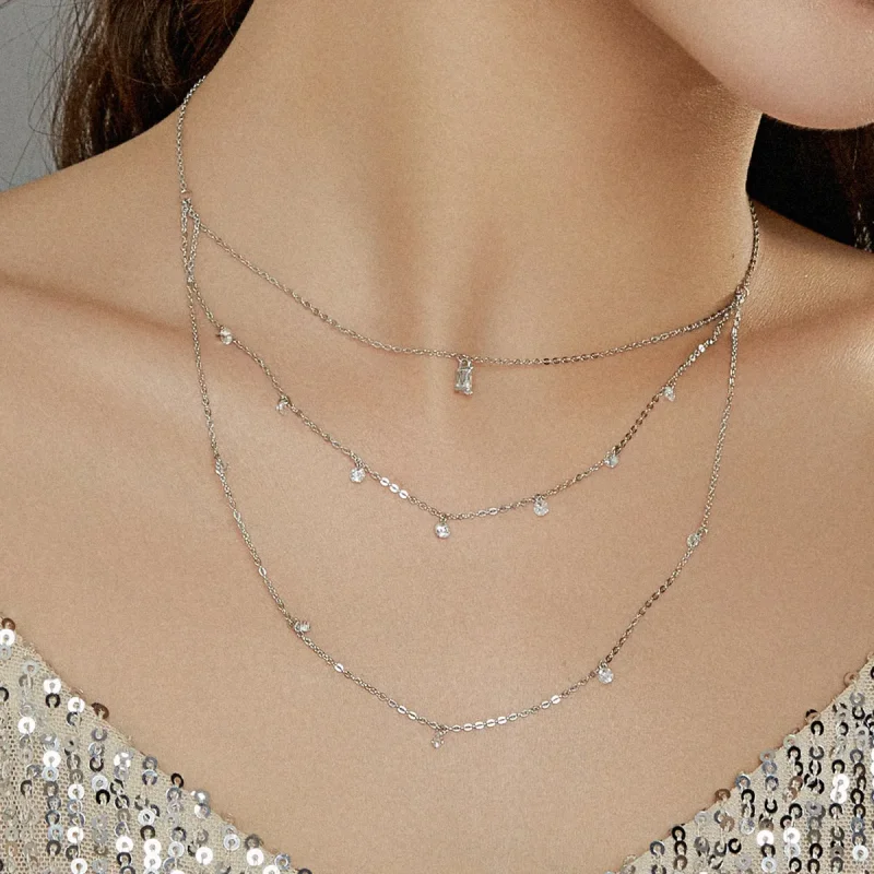 (imagine pentru) Colier Tip Pandora cu Long Strayer Three Strand din argint - SCN429 - Vizualizare 6