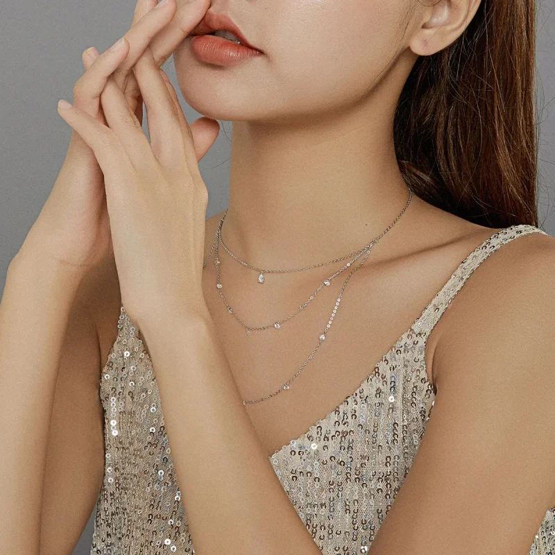 (imagine pentru) Colier Tip Pandora cu Long Strayer Three Strand din argint - SCN429 - Vizualizare 8