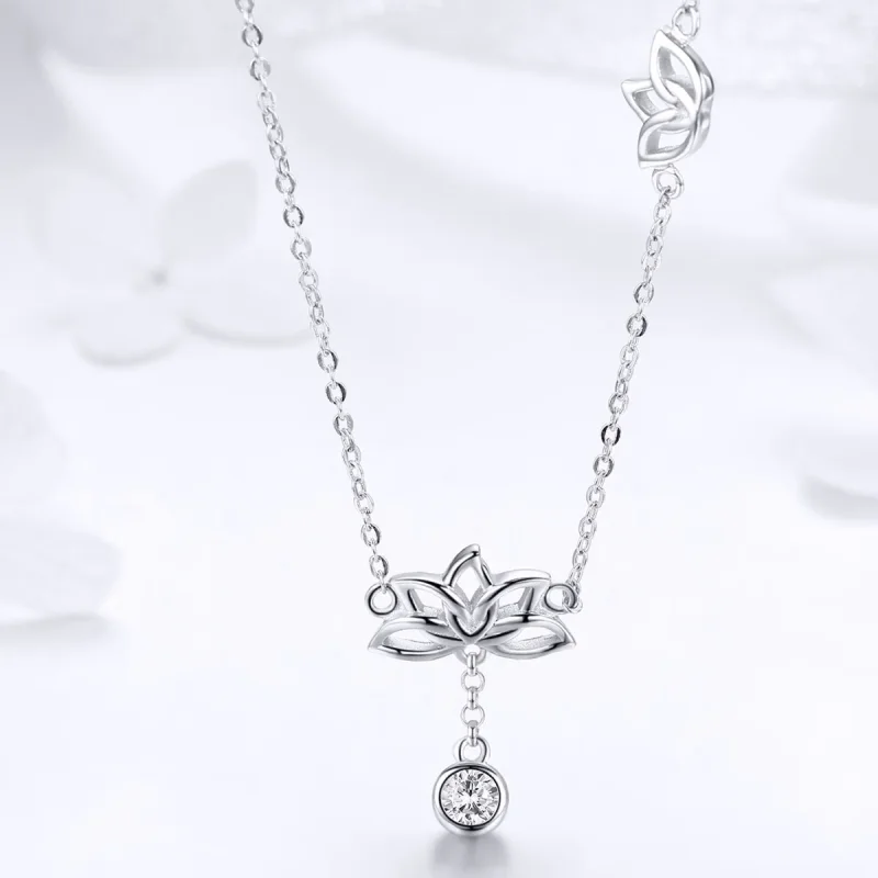 (imagine pentru) Colier Tip Pandora cu Lotus proaspăt din argint - BSN012 - Vizualizare 4