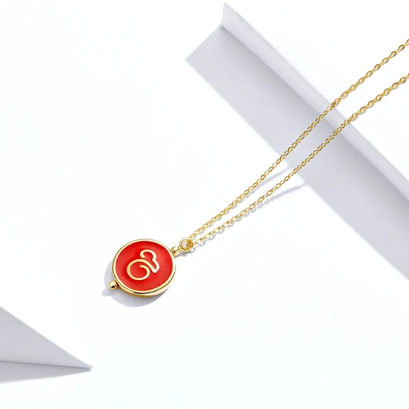 (imagine pentru) Colier Tip Pandora cu Șoricel chinezesc placat cu aur de 14 k - SCN390 - Vizualizare 3
